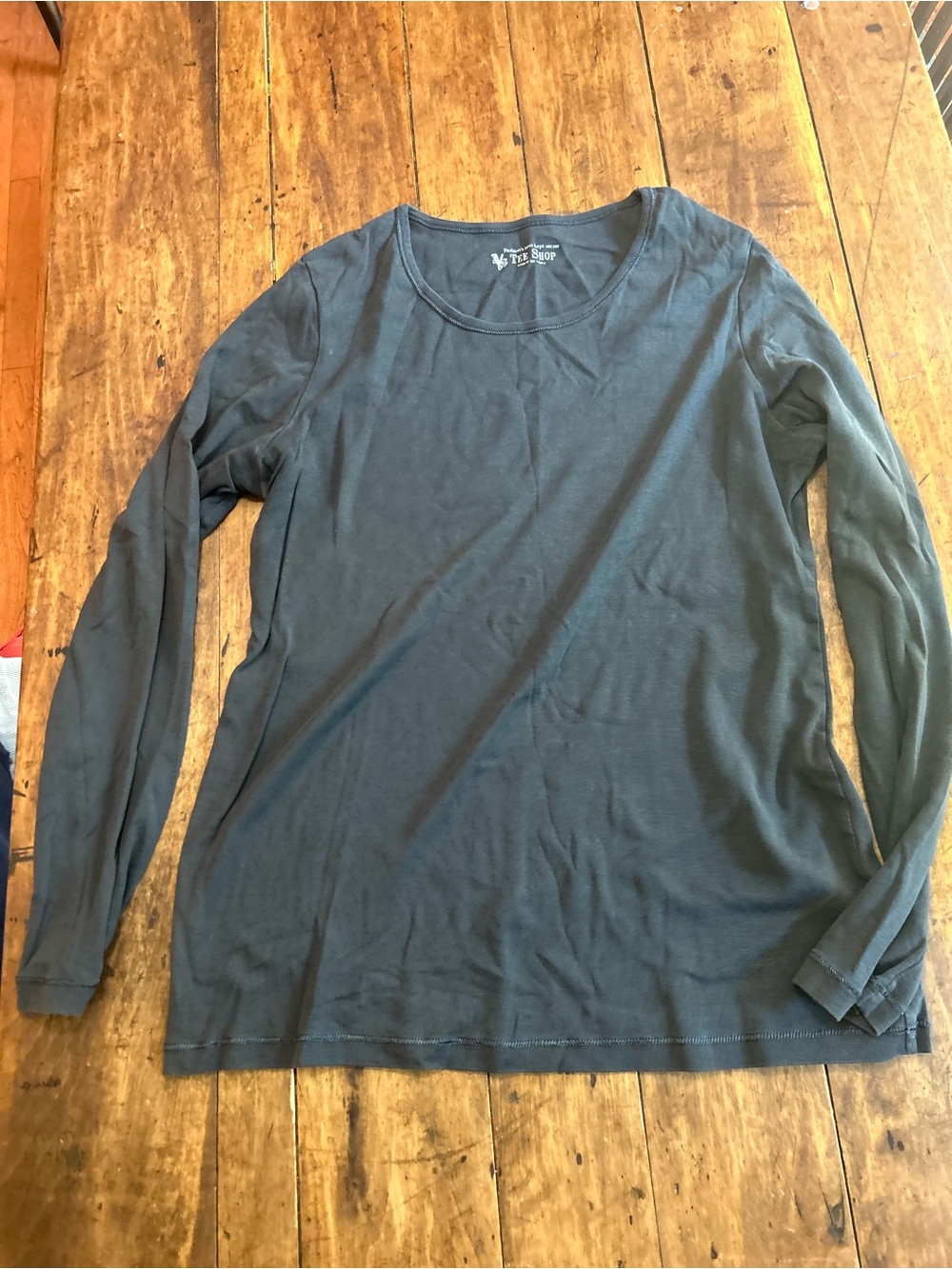 Long Sleeve Scoop Neck Tee Victoria Secret Tee Shop- Slate gray